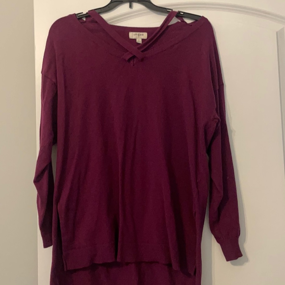 Cross Cut Neck Umgee Sweater Tunic